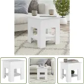 The Living Store Table basse blanche 40x40x42 cm bois composite