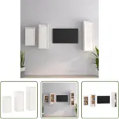The Living Store Armoires TV 3 pcs. Blanc Pin massif