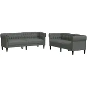 vidaXL Ensemble de canapés 2 pièces gris foncé Tissu