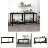 The Living Store établi noir 180x50x80 cm pin massif