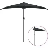 Syfax Parasol de balcon avec mât en aluminium Noir 270x144x222cm Demi