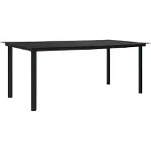 Syfax Table à manger de jardin Noir 190x90x74 cm Acier et verre
