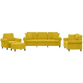 vidaXL Ensemble de canapés 4 pièces avec coussins Velours jaune