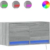 vidaXL Armoire TV murale avec éclairage LED Gris Sonoma 80x31x38 cm