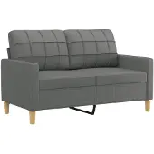 vidaXL Canapé à 2 places Gris foncé 120 cm Tissu