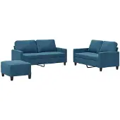 vidaXL Ensemble de canapés 3 pièces avec coussins bleu velours