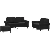 vidaXL Ensemble de canapés 3 pièces avec coussins Noir velours
