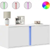 vidaXL Armoire TV murale avec éclairage LED blanc 80x31x35 cm