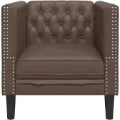 vidaXL Fauteuil Chesterfield Marron Similicuir