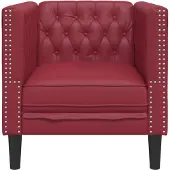 vidaXL Fauteuil Chesterfield vin rouge similicuir