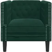 vidaXL Fauteuil Chesterfield vert foncé velours