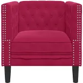 vidaXL Fauteuil Chesterfield velours rouge vin