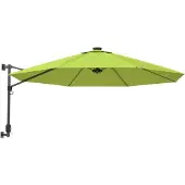 vidaXL Parasol mural avec LEDs Vert pomme 290 cm