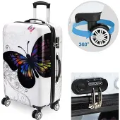 B2X Valise rigide, 66 L, motif papillon, ABS