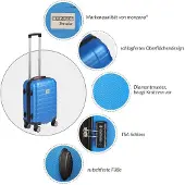 B2X Valise rigide bleue, 40 L, roulettes pivotantes à 360°