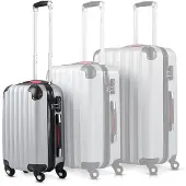 B2X Valise rigide, argentée, 34 L, ABS, roues à 360°