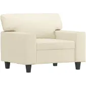 vidaXL Fauteuil avec pouf Crème 60 cm Similicuir