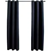 vidaXL Rideaux occultants avec anneaux 2 pcs. noir 97x213 cm tissu