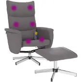 vidaXL Fauteuil de massage avec repose-pieds Gris Similicuir