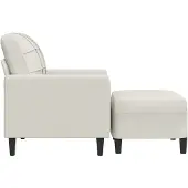 vidaXL Fauteuil avec pouf Crème 60 cm Velours