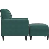 vidaXL Fauteuil avec pouf vert foncé 60 cm velours