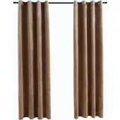 vidaXL Rideaux occultants avec anneaux 2 pcs Velours Beige 140x245 cm