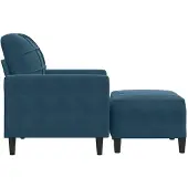 vidaXL Fauteuil avec tabouret bleu 60 cm velours