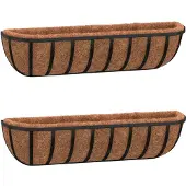 vidaXL Jardinières murales 2 pcs en coco noir 76x21x16 cm acier
