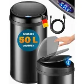 Monzana Sensor Poubelle noir inox 50 litres