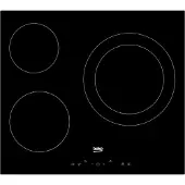 Beko Table de cuisson vitrocéramique 60cm 3 feux 5700w noir - - HIC63402T -