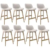 MOB-IN Lot Tabourets NORDEN Chêne et Velours Côtelé H75cm