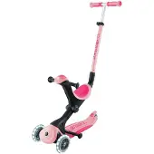 Globber GO-UP DELUXE LIGHTS - 3in1 tricycle, 120/80 mm, ABEC 9, 3 roues, hauteur réglable,roues lumineuses LED, rose pastel