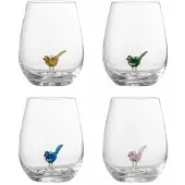 Bloomingville Ensemble de 4 verres à boire Misa à motif oiseaux