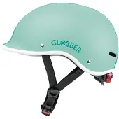 Globber HELM MASTER LIGHTS - Casque de protection pour enfants, taille XS/S 47-51, taille réglable, feu arrière LED, menthe