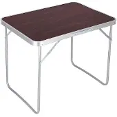 VERK Table de camping pliante avec poignée, marron