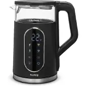 Huslog glass kettle wit touch panel black 1,7L 2200W, Bouilloire électrique, Noir