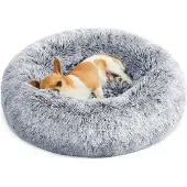 Feandrea Canapé pour chien, lit pour chat, surface en velours doux Pv, 60 cm, gris