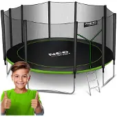 Neo-Sport Trampoline de jardin (465 cm) avec filet de sécurité et échelle