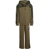 Adidas Survêtement 'Seasonal Essentials Hooded Fleece Jogger Set Little' kaki / olive / vert foncé