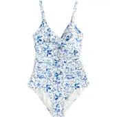 Next Maillot de bain modelant bleu marine / blanc