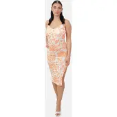 Elara Robe orange / blanc