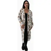Elara Manteau en tricot camel / blanc cassé
