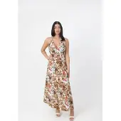 Elara Robe d’été turquoise / marron / noisette / blanc