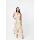 Elara Robe d’été beige / beige clair / vert foncé / orange
