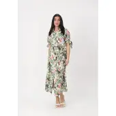 Elara Robe-chemise vert pastel / vert foncé / rose ancienne / blanc