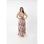 Elara Robe d’été ivoire / gris clair / bordeaux