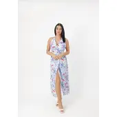 Elara Robe aqua / bleu clair / canneberge / blanc