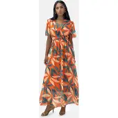 Elara Robe d’été mélange de couleurs / orange