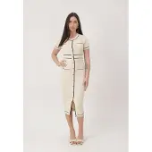 Elara Robes en maille beige / noir