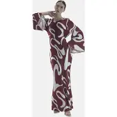 Elara Robe 'Abaya' bourgogne / blanc